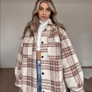 Shacket Jacket Coat Wool Blend NWT Check